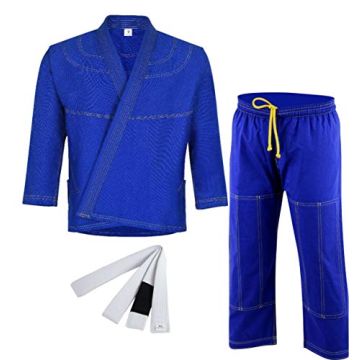 Kids Brazilian Jiu Jitsu Gi for Kimonos LightWeight, Preshrunk with Free White Belt