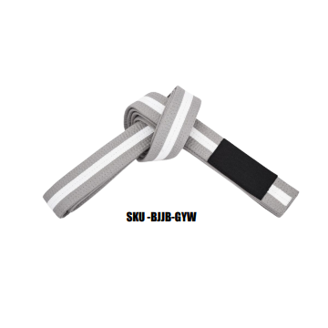 BJJ Belts For Kids & Adults, White Strip Belt With Sleeve Bar for Ranking Stripes